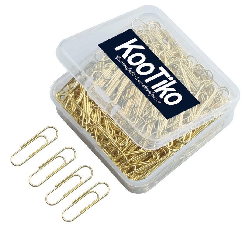 kootiko Gold Cute Paper Clips Small  300 Pcs Smooth Stainless Steel Paperclips Small for Office  School  Home Supplies Wedding Women Girls Kids Students (1 inch/ 28mm) - Image 1